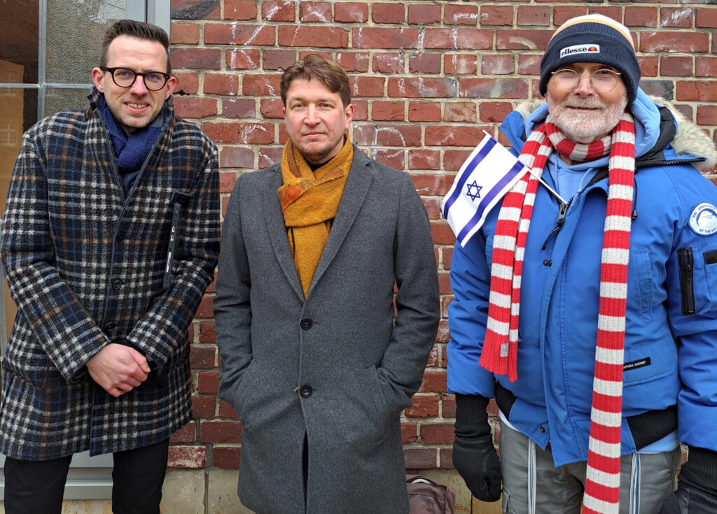 Beauftragter gegen Antisemitismus der Uni Münster, Ludger Hiepel / Grüner Co-Sprecher Jörg Rostek und Sharon Fehr, Vorsitzender der Jüdischen Gemeinde Münster